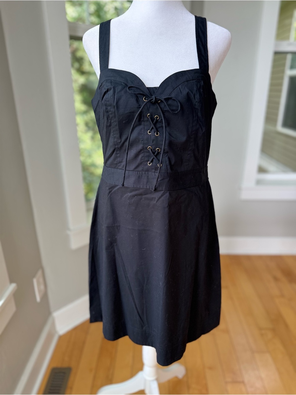 Express Black Lace-Up Cotton Mini Dress Size Medium